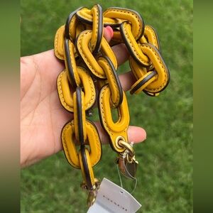 NWT Coach Short Leather Chain Strap (Yellow Gold)